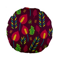 Tropical Flowers On Deep Magenta Standard 15  Premium Round Cushions by mccallacoulture