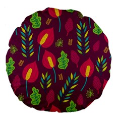 Tropical Flowers On Deep Magenta Large 18  Premium Flano Round Cushions by mccallacoulture