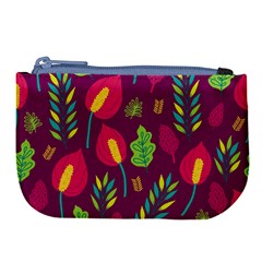 Tropical Flowers On Deep Magenta Large Coin Purse by mccallacoulture