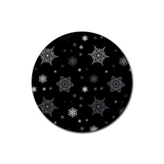 Christmas Snowflake Seamless Pattern With Tiled Falling Snow Rubber Round Coaster (4 Pack)  by Vaneshart