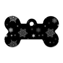 Christmas Snowflake Seamless Pattern With Tiled Falling Snow Dog Tag Bone (one Side) by Vaneshart
