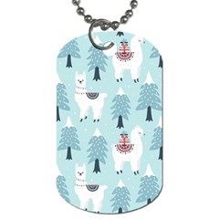 Christmas Tree Cute Lama With Gift Boxes Seamless Pattern Dog Tag (one Side) by Vaneshart