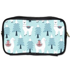 Christmas Tree Cute Lama With Gift Boxes Seamless Pattern Toiletries Bag (one Side)