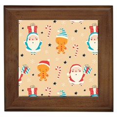 Funny Christmas Pattern Background Framed Tile