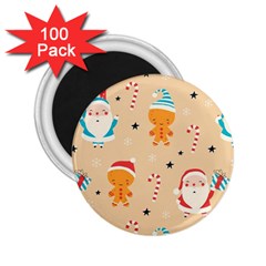 Funny Christmas Pattern Background 2 25  Magnets (100 Pack) 