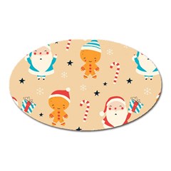 Funny Christmas Pattern Background Oval Magnet by Vaneshart