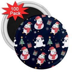 Colourful Funny Christmas Pattern 3  Magnets (100 Pack)