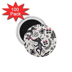 Hand Drawn Pattern Christmas 1 75  Magnets (100 Pack) 