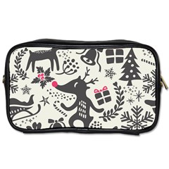 Hand Drawn Pattern Christmas Toiletries Bag (two Sides) by Vaneshart