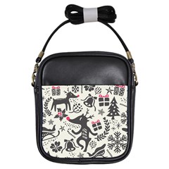 Hand Drawn Pattern Christmas Girls Sling Bag