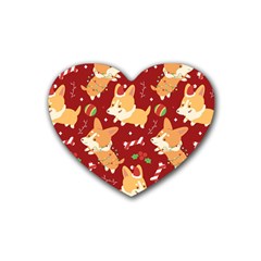 Colorful Funny Christmas Pattern Dog Puppy Heart Coaster (4 Pack)  by Vaneshart