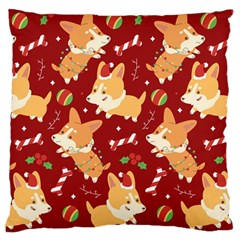 Colorful Funny Christmas Pattern Dog Puppy Large Flano Cushion Case (one Side)