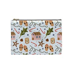 Colorful Seamless Pattern With Traditional Winter Elements Christmas Hygge Style Cosmetic Bag (medium)