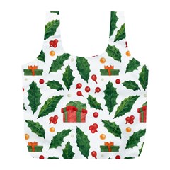 Christmas Seamless Pattern With Holly Red Gift Box Full Print Recycle Bag (l)