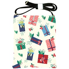 Christmas Gifts Pattern With Flowers Leaves Shoulder Sling Bag