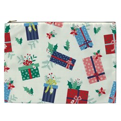 Christmas Gifts Pattern With Flowers Leaves Cosmetic Bag (xxl)