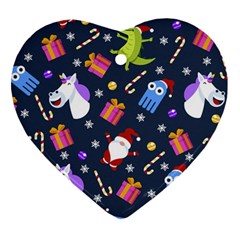 Colorful Funny Christmas Pattern Ornament (heart) by Vaneshart