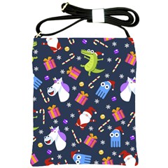 Colorful Funny Christmas Pattern Shoulder Sling Bag