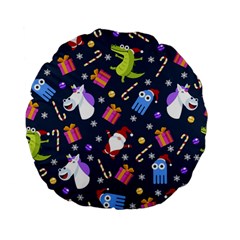 Colorful Funny Christmas Pattern Standard 15  Premium Flano Round Cushions by Vaneshart