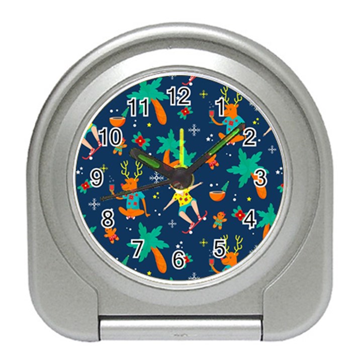 Colorful Funny Christmas Pattern Travel Alarm Clock