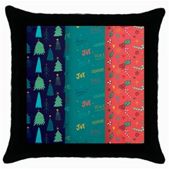 Hand Drawn Christmas Pattern Collection Throw Pillow Case (black) by Vaneshart