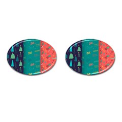 Hand Drawn Christmas Pattern Collection Cufflinks (oval)