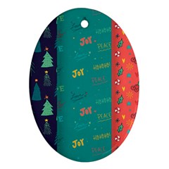 Hand Drawn Christmas Pattern Collection Oval Ornament (two Sides) by Vaneshart