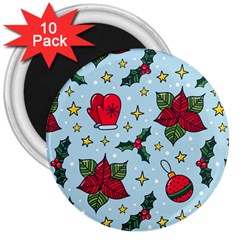 Colorful Funny Christmas Pattern 3  Magnets (10 Pack) 