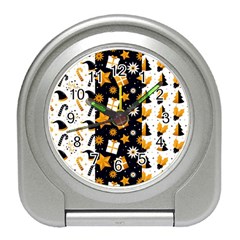 Black Golden Christmas Pattern Collection Travel Alarm Clock by Vaneshart