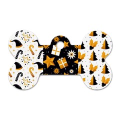 Black Golden Christmas Pattern Collection Dog Tag Bone (two Sides) by Vaneshart