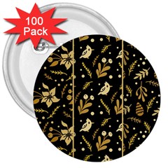 Golden Christmas Pattern Collection 3  Buttons (100 Pack) 