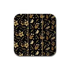 Golden Christmas Pattern Collection Rubber Coaster (square)  by Vaneshart