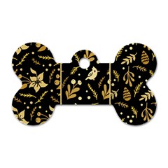 Golden Christmas Pattern Collection Dog Tag Bone (one Side) by Vaneshart