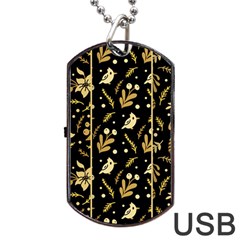 Golden Christmas Pattern Collection Dog Tag Usb Flash (one Side)