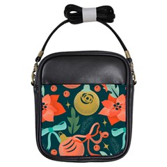 Colorful Vintage Christmas Pattern Girls Sling Bag