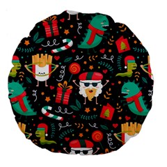 Colorful Funny Christmas Pattern Large 18  Premium Flano Round Cushions by Vaneshart