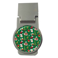 Colorful Funny Christmas Pattern Green Money Clips (round) 