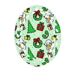 Colorful Funny Christmas Pattern Cartoon Ornament (oval Filigree) by Vaneshart
