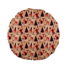 Funny Christmas Pattern Standard 15  Premium Flano Round Cushions by Vaneshart