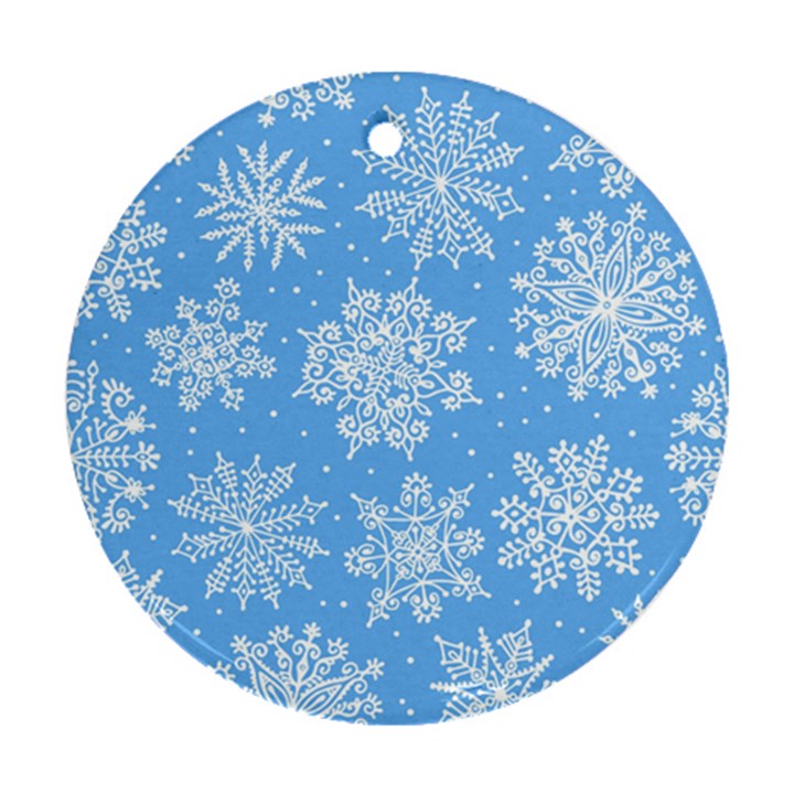Hand Drawn Snowflakes Seamless Pattern Ornament (Round)