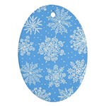 Hand Drawn Snowflakes Seamless Pattern Oval Ornament (Two Sides) Front