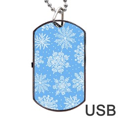 Hand Drawn Snowflakes Seamless Pattern Dog Tag Usb Flash (one Side)