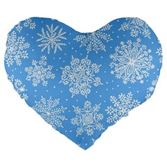 Hand Drawn Snowflakes Seamless Pattern Large 19  Premium Flano Heart Shape Cushions