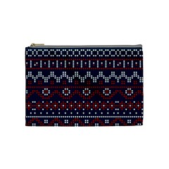 Christmas Concept With Knitted Pattern Cosmetic Bag (medium) by Vaneshart