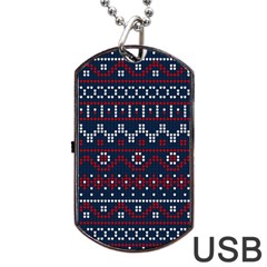 Christmas Concept With Knitted Pattern Dog Tag Usb Flash (one Side)