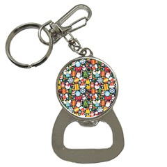 Colorful Pattern With Decorative Christmas Elements Bottle Opener Key Chain