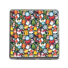 Colorful Pattern With Decorative Christmas Elements Memory Card Reader (square 5 Slot)