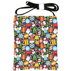 Colorful Pattern With Decorative Christmas Elements Shoulder Sling Bag