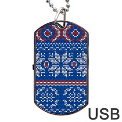 Beautiful Knitted Christmas Pattern Dog Tag Usb Flash (two Sides)