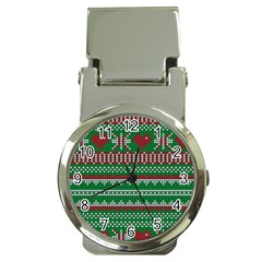 Knitted Christmas Pattern Green Red Money Clip Watches